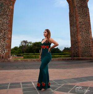 Chic Teal Maxi Dress with Red Floral Accents